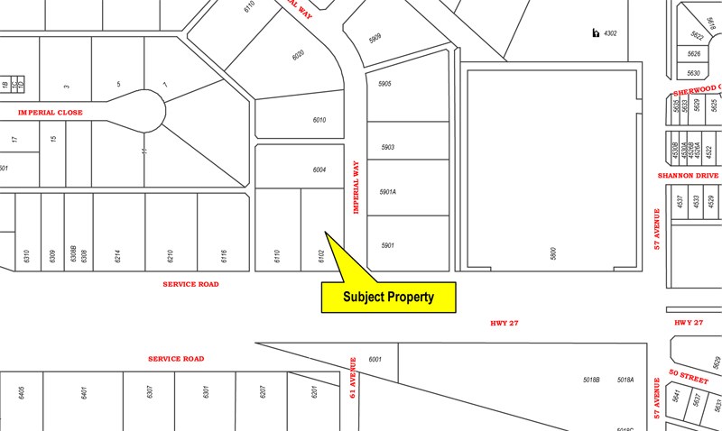 The site of the now-approved 30-metre-high telecommunications tower at 6102 46 St.