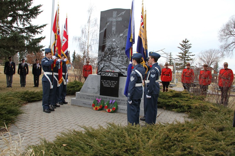 A brief ceremony at the community cenotaph will follow the main Remembrance Day ceremony at the Ralph Klein Centre on Nov. 11 at 10 a.m.