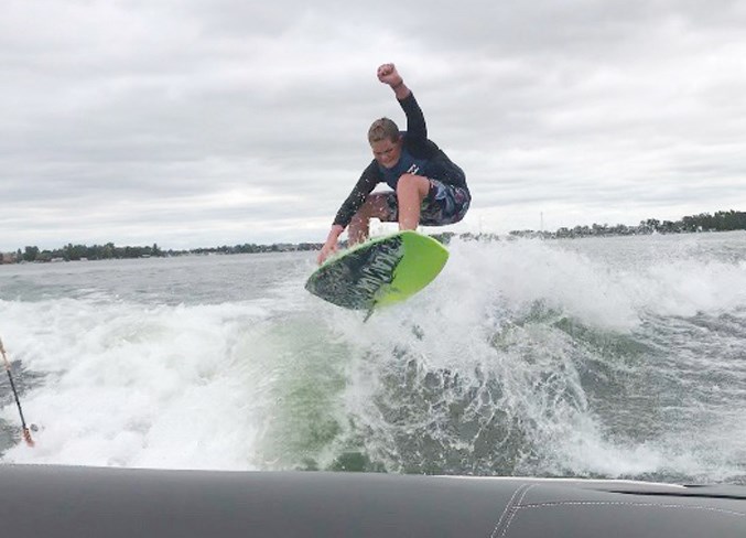 Local wake surfer Keegan Hodgson in action.