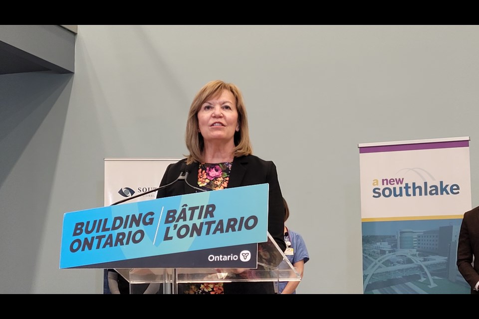 Health Minister and Newmarket-Aurora MPP Christine Elliott announces $5 million in funding for Southlake Regional Health Centre in Newmarket April 8.