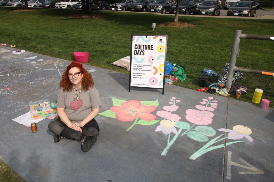 Artist Kim Egan facilitated the Chalk It Up Town of Newmarket Culture Days event Saturday afternoon.  Greg King for NewmarketToday