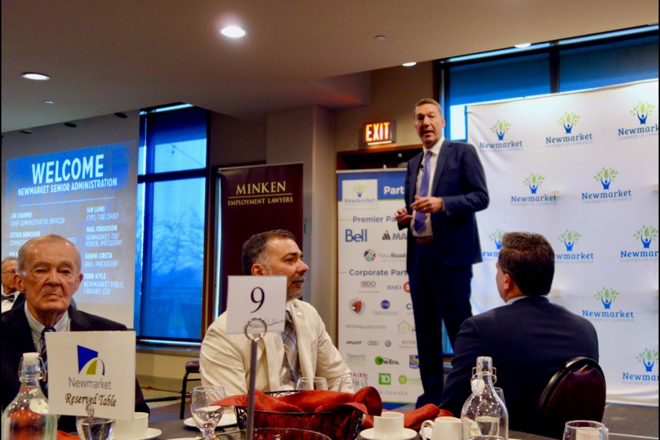 Mayor John Taylor is seen here at his first Newmarket Chamber of Commerce Mayor's Luncheon April 26. Debora Kelly/NewmarketToday                                                              