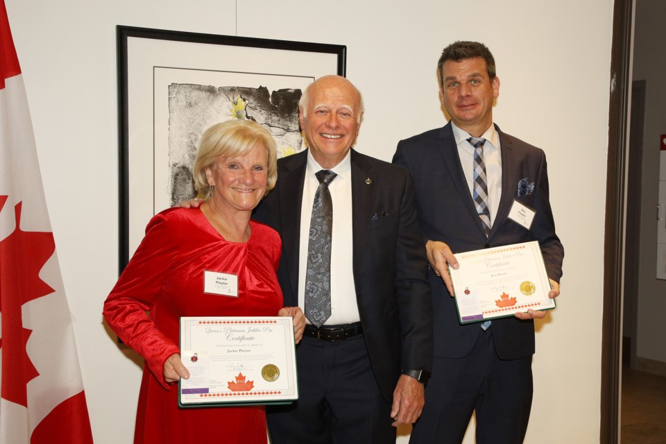 Jackie and Wes Playter were recognized for all that their family has done in Newmarket at the presentation for the Queen's Jubilee Pin by Newmarket-Aurora MP Tony Van Bynen last night at the Old Town Hall. Greg King for NewmarketToday