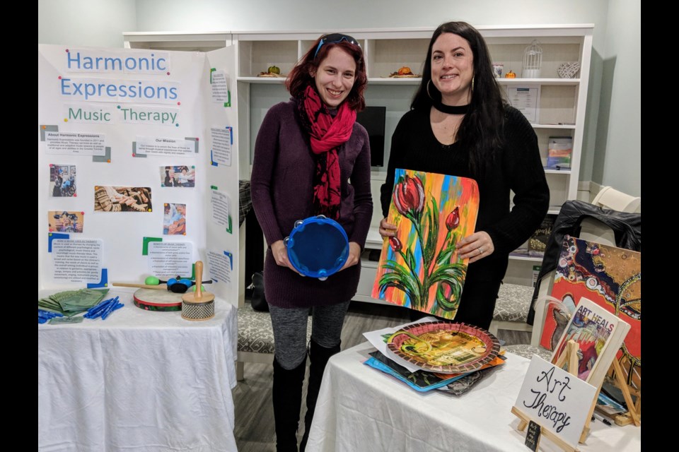 Hailey Reiss, a music therapist who owns Harmonic Expressions, and Sarah Smith, an art therapist who owns Soul-Full Art Therapy, conduct classes at Memories+.