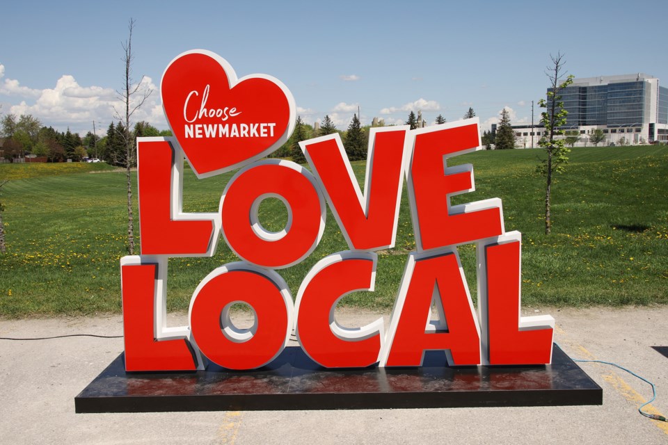 The Newmarket Chamber of Commerce's Love Local sign at last year's Home and Lifestyle Show.  File photo |Greg King for NewmarketToday