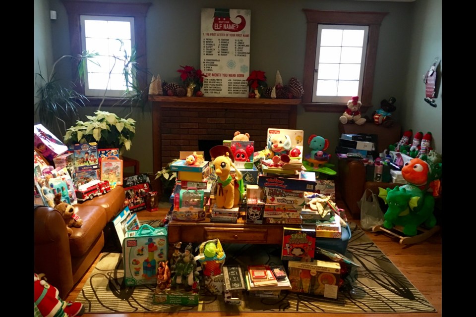 A room at Neighbourhood Network holds gift donations until time for delivery. Supplied photo/Neighbourhood Network