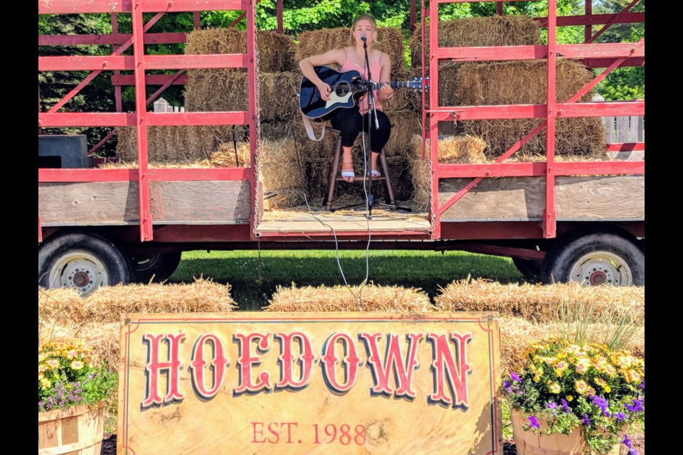 The 2019 Hoedown Showdown country music talent competition winner, Schomberg's Vicki Biersteker,  performs for the crowd. Kim Champion/NewmarketToday