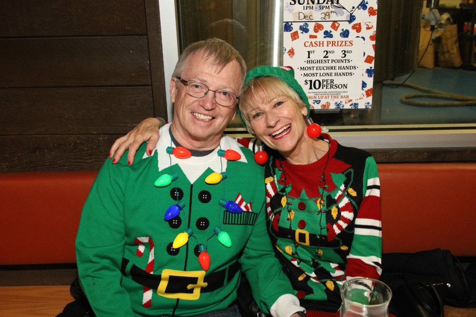 Inn From the Cold Chair Wayne Ford and wife Sharon are a festive pair at the 3rd annual J&B’s Ugly Christmas Sweater Party Saturday, Dec. 7 at Market Brewing Company in Newmarket. Over the past two years this event has raised more than $20,000 for Inn From the Cold. Greg King for NewmarketToday