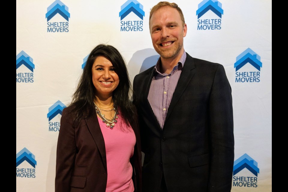 York Region Centre for Community Safety executive director Jaspreet Gill and Shelter Movers founder and CEO Marc Hull-Jacquin celebrate the launch of the free moving and storage service that will help York Region families transition to a life free of violence. Kim Champion/NewmarketToday