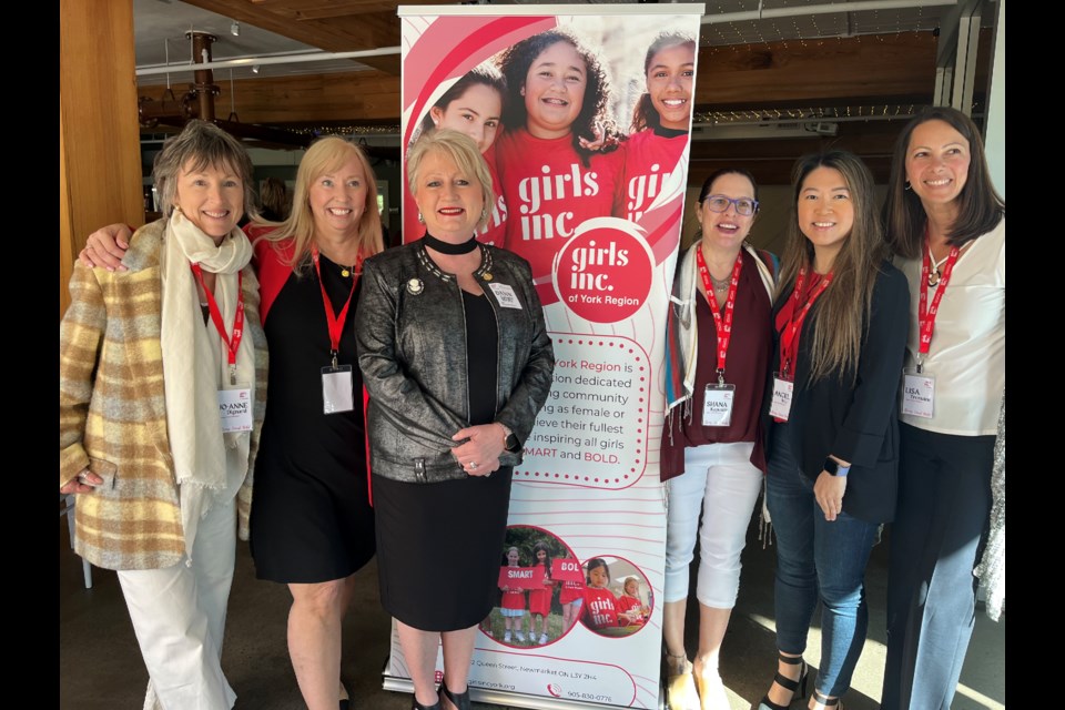 Board member Jo-Anne Dignard (from left), executive director Barb Wallace, Newmarket-Aurora MPP Dawn Gallagher Murphy, and board members Shana Kapustin, Angel Wu and Lisa TreTremaine at the Girls Inc. of York Region's Spirit of Girls breakfast event in Newmarket May 26.