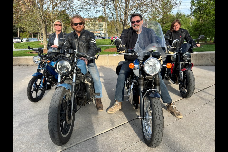 Sheila Stewart, (left), David Bibby, Ryan Dibisch and Yass Motamedi will host the second Distinguished Gentleman’s Ride in Newmarket.