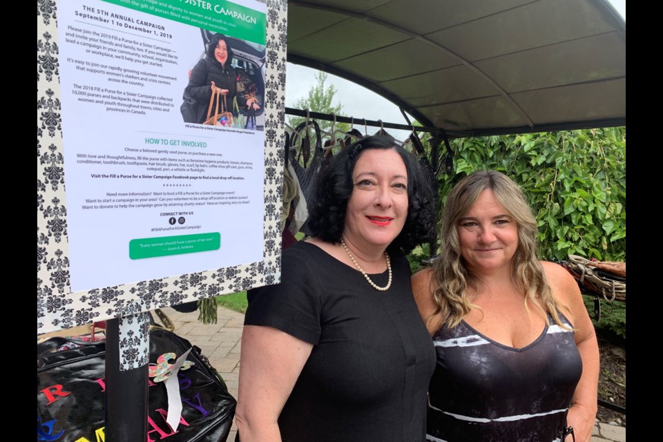 Fill a Purse for a Sister Campaign founder Angel Freedman (left) and Newmarket-Aurora community lead Lynnette Sadowski at the launch of the local drive to provide purses to women's shelters and support agencies. Debora Kelly/NewmarketToday