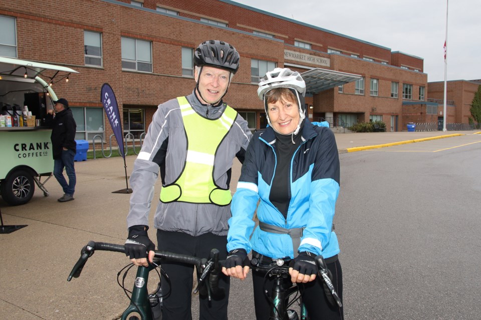 Rainy weather didn't deter Doug McArthur and Heather Hodgson from taking part in the 7th annual NewRoads Lake today, Sept. 25, in support of Southlake Regional Health Centre's mental health program.  Greg King for NewmarketToday