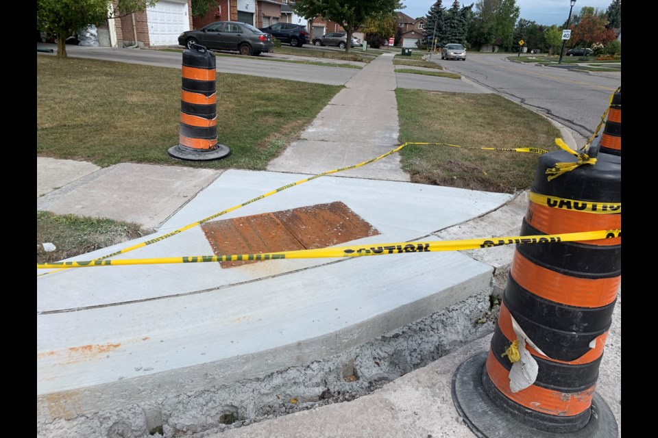 The Town of Newmarket is required to install tactile plates in sidewalks under the Accessibility for Ontarians with Disabilities Act. Debora Kelly/NewmarketToday