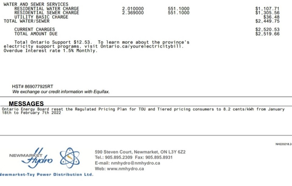 'No logical explanation' Newmarket resident seeks answers for $2,520