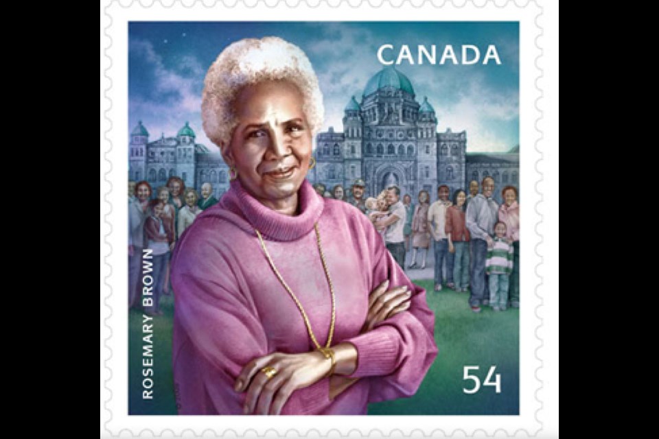 Rosemary Brown is depicted on a postage stamp.