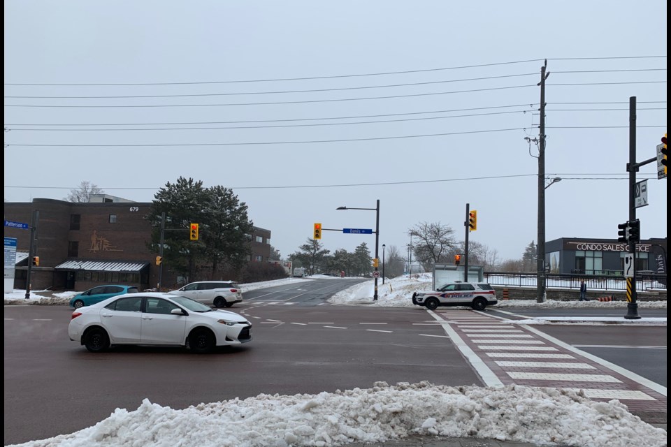 The intersection of Davis Drive and Patterson Street, the location of the proposed condominium development by Briarwood. Debora Kelly/NewmarketToday