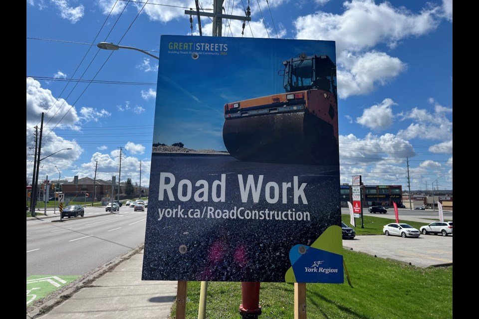 A sign for construction coming to Bayview Avenue