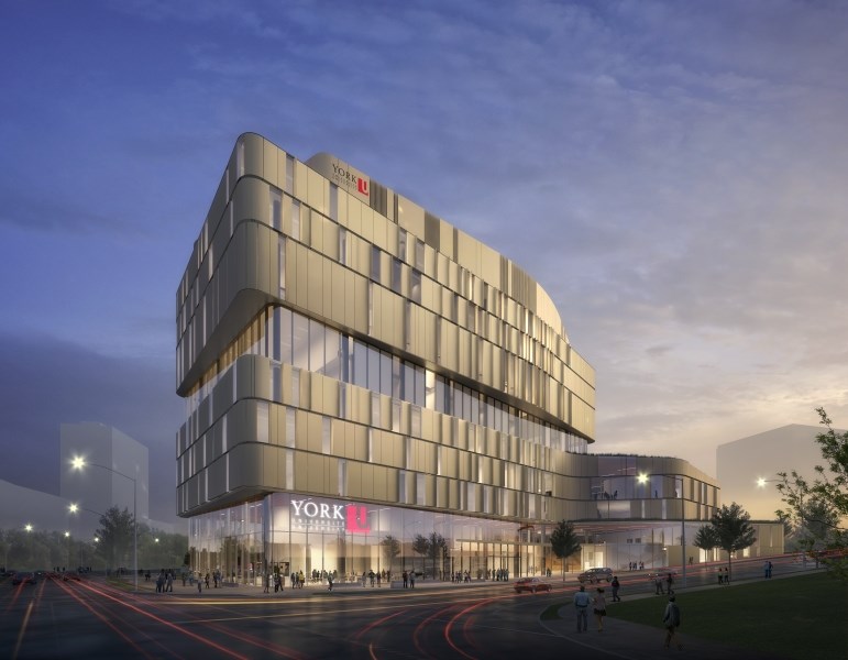 Artist's rendition of York Region's first university, York University Markham Centre Campus, set to open in 2021, and located west of the Markham Pan Am Centre. 