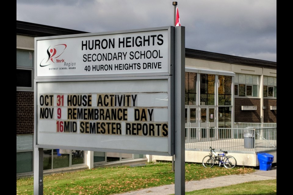 Huron Heights Secondary School in Newmarket.