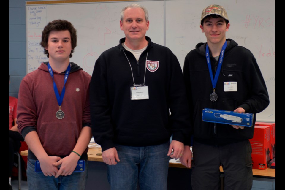 Huron Heights Secondary School students Griffin Giordano (left) and Austin Birtles placed second in the York Region Skills Challenge event Dec. 4. Supplied photo/YRDSB