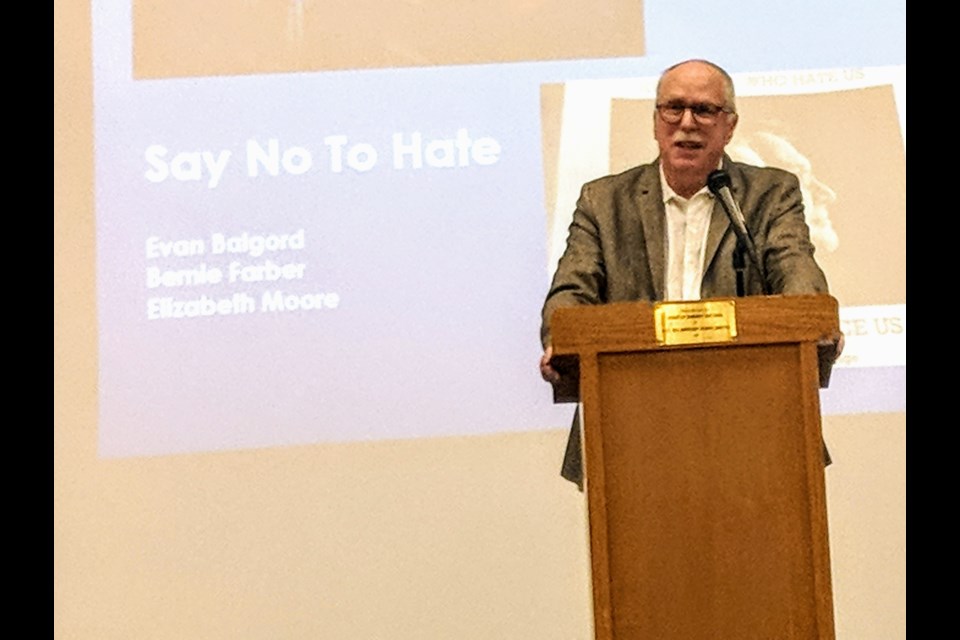 Leading human rights and hate expert Bernie Farber moderated the Say No to Hate seminar at Newmarket High School April 8. Kim Champion/NewmarketToday