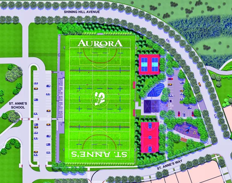 Town of Aurora, St. Anne’s School and Shining Hill Group are to construct a state-of-the-art turf field and park in the area of St. John's and Yonge