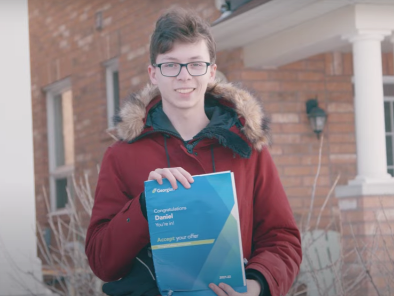 Newmarket's Daniel Podgorny received his acceptance letter to Georgian College by drone. 