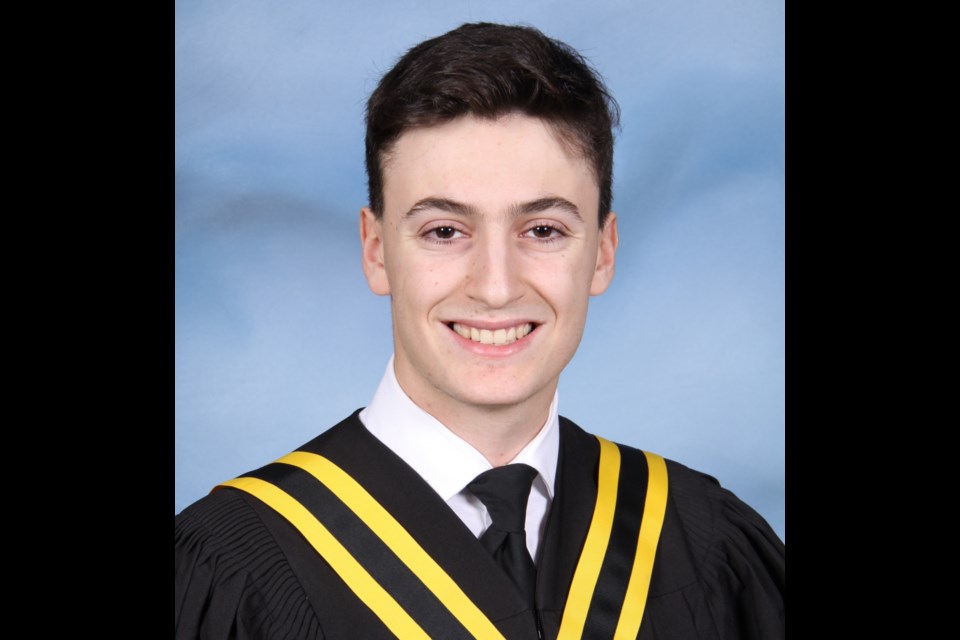 Brett Gugel of St. Theresa of Lisieux CHS in Richmond Hill graduated with a perfect 100 per cent. Supplied photo/YDCSB