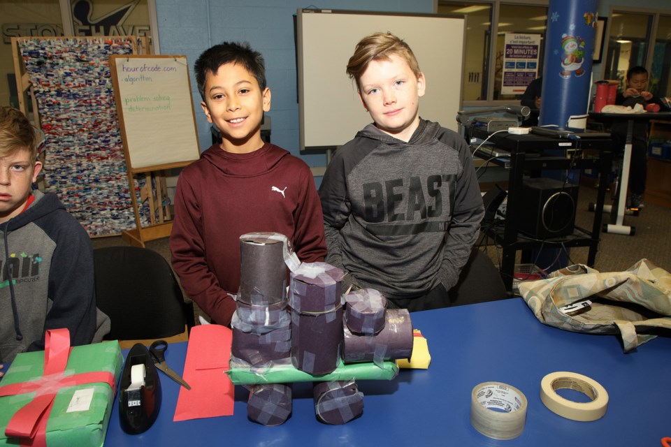 Connor and Lucas's contribution to their class's project is a locomotive. Greg King for NewmarketToday