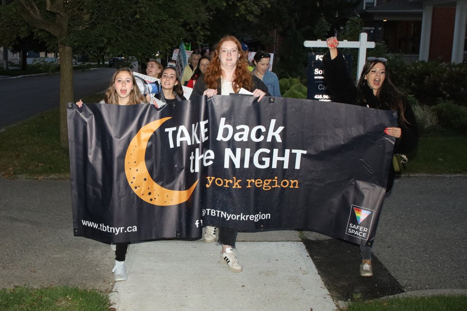 The 25th annual York Region Take Back the Night event, the first in-person event since 2019, took place in downtown Aurora Thursday, Sept. 14 to "break the silence, end the violence." Greg King for NewmarketToday