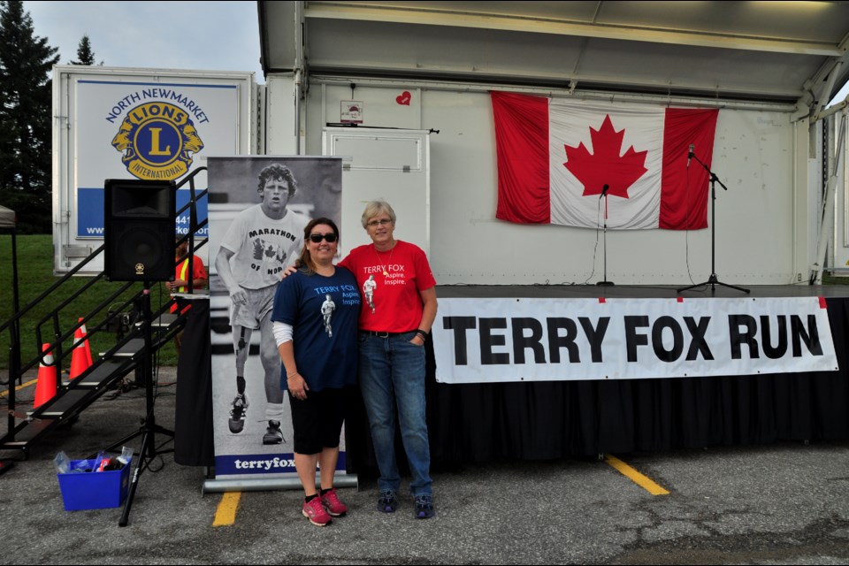 Muriel Lee (left) and Laurie Osborne are longtime volunteer organizers of the Terry Fox Run.