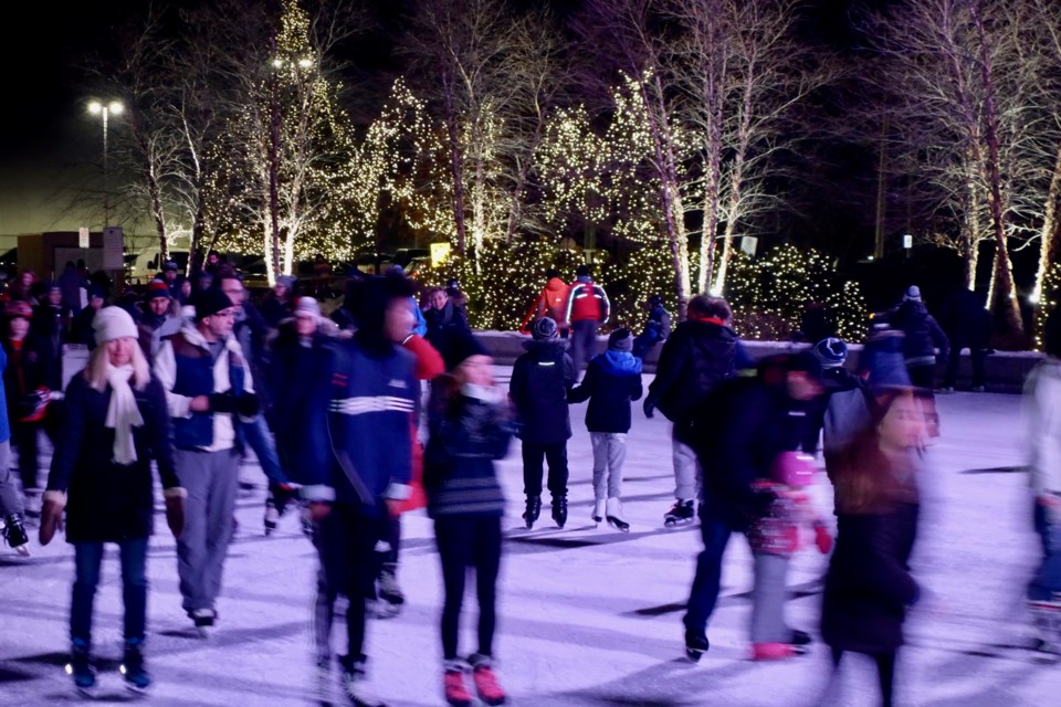  The Tim Hortons skating rink was busy for Winter Wonderland's kickoff last night. Debora Kelly/NewmarketToday                                                             