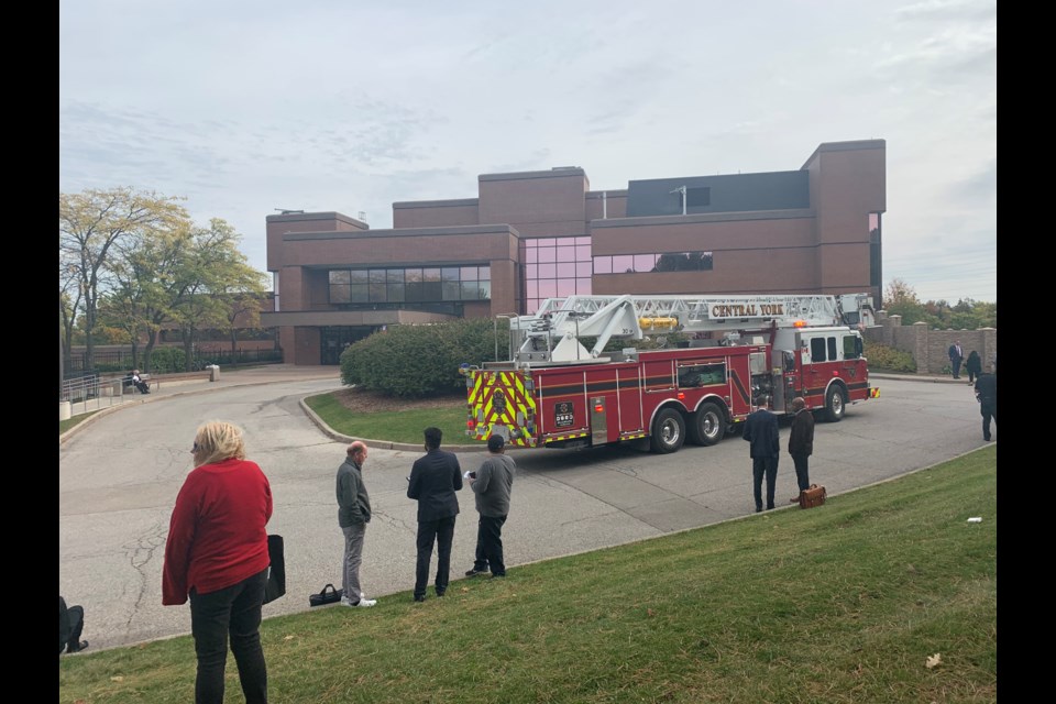 The Newmarket Courthouse was evacuated Monday morning as Central York Fire Services investigated the cause of an alarm. Debora Kelly/NewmarketToday