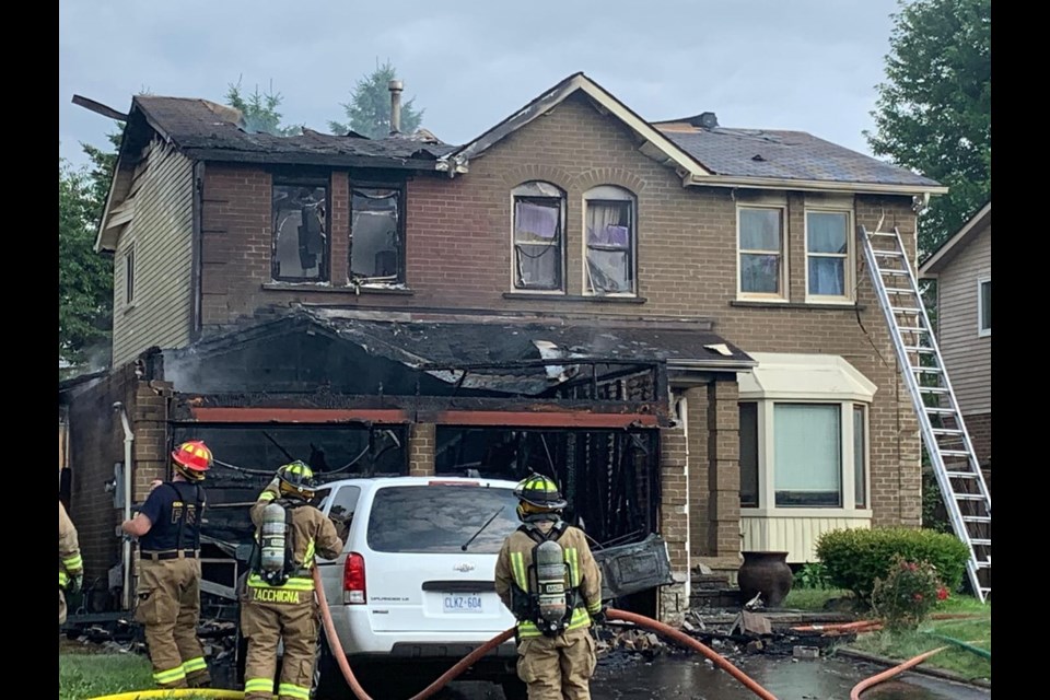 Central York Fire Services were called to a garage fire on Bristol Road in Newmarket on Thursday evening.