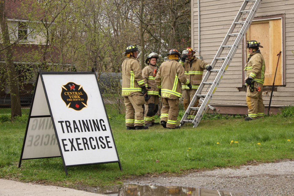 Central York Fire Services held training exercises at an unoccupied house at 465 D'Arcy St. in Newmarket April 30.