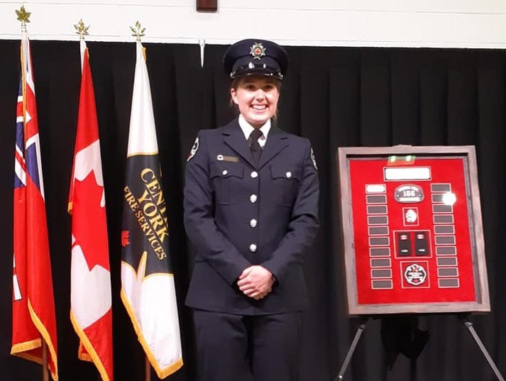 Central York Fire Services firefighter Brooklin Bamlett joined the service in June 2018 and has been named the first recipient of the Chris Lowe Memorial award. Supplied photo/Brooklin Bamlett