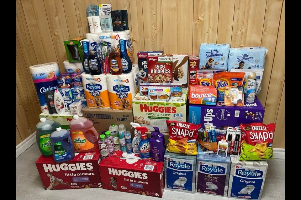 A small selection of Newmarket resident Steph Donahue's stockpile of products purchased with  coupons. She said this represents just 10 per cent of her stock, which is spread throughout her home.