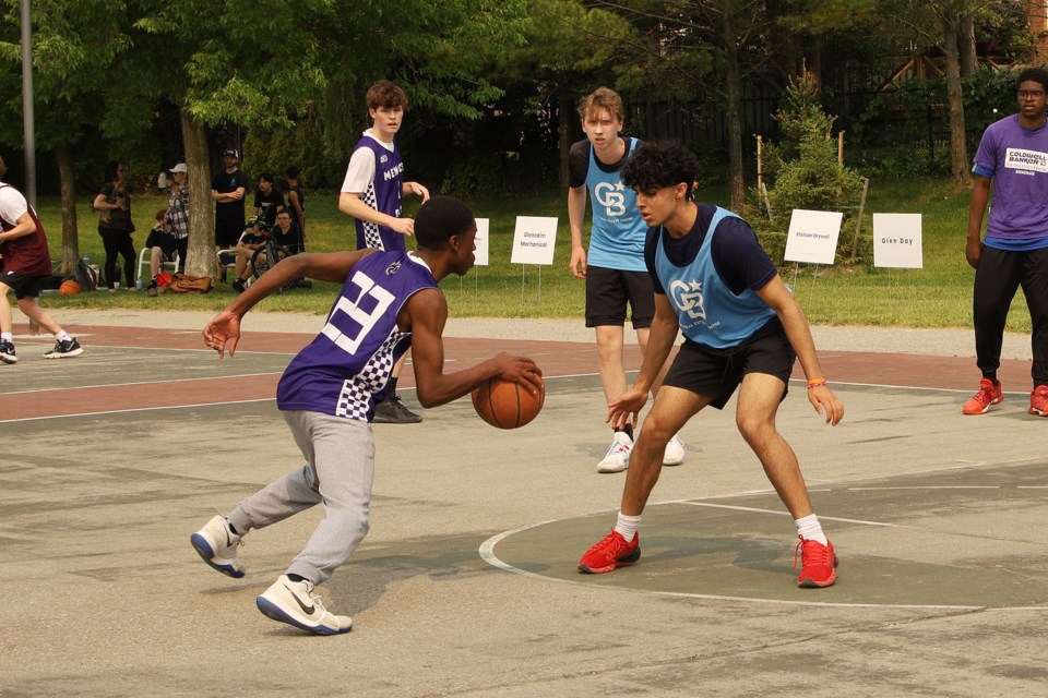 Eight teams took to the basketball courts on Sawmill Valley Drive in Newmarket June 3 for the fourth annual Hoops Charity Basketball Tournament in support of YouthSpeak. Greg King for NewmarketToday