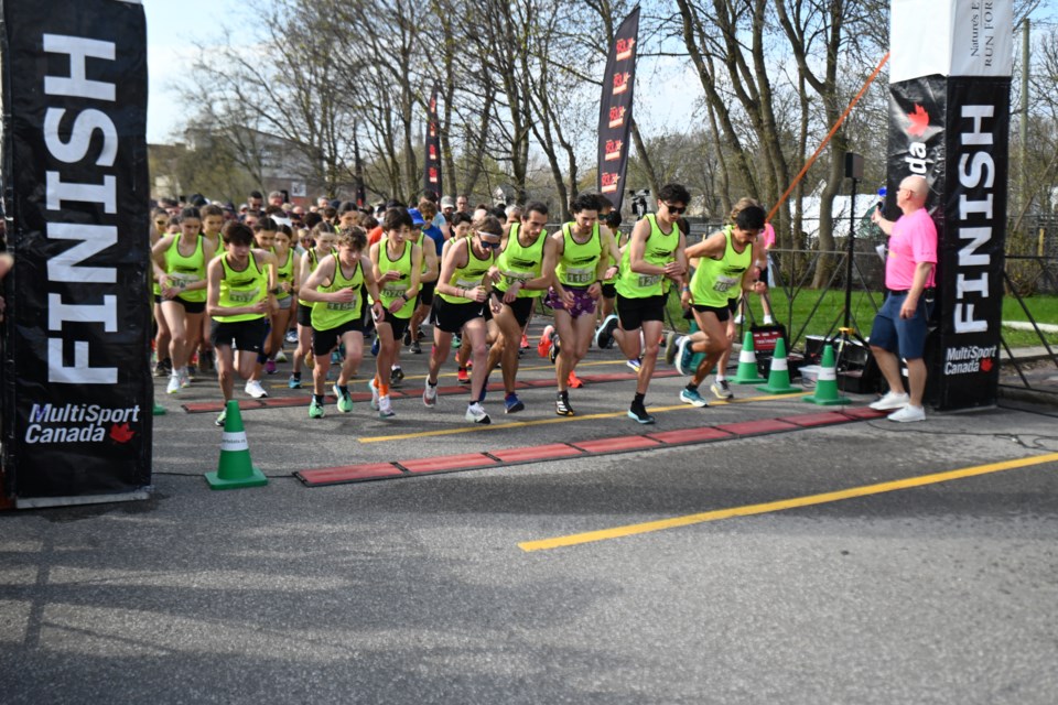 Runners set off for the beginning of the annual Run for Southlake along Davis Drive in Newmarket this morning, April 28. 