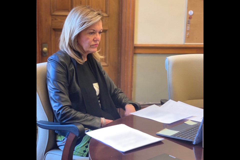 MPP and Health Minister Christine Elliott takes part in the Newmarket Chamber of Commerce virtual town hall on March 27. Supplied photo