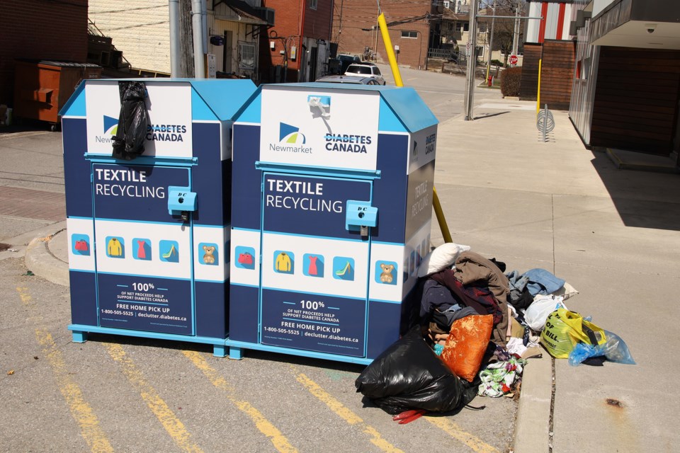 The textile donation bins at the Newmarket Community Centre have now been removed.  Greg King for NewmarketToday