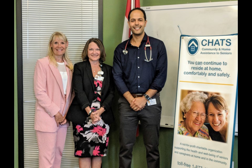 Representatives from the proposed Southlake Community Ontario Health Team announce it has received the green light from Ontario's Health Ministry to proceed to the next step in forming one of 31 Ontario Health Teams expected to deliver comprehensive health care and services in the communities it serves. Shown here at a July 24 news conference is (from left) CHATS CEO and Newmarket Councillor Christina Bisanz, Southlake Regional Health Centre president and CEO Arden Krystal, and Dr. David Makary, head of the Southlake Academic Family Health Team. Kim Champion/NewmarketToday