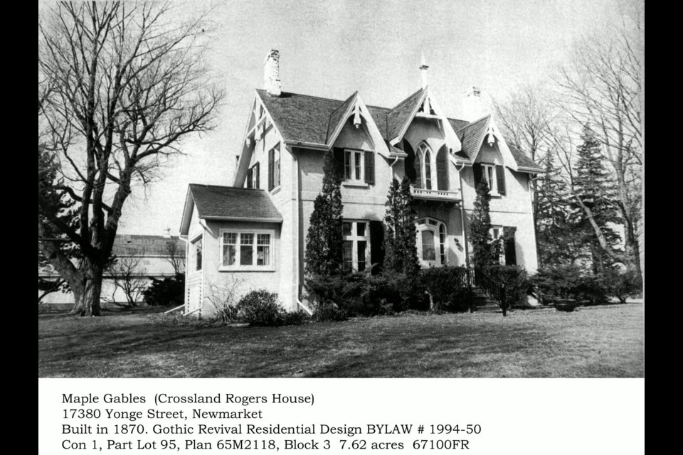 Maple Gables, the Crossland Rogers house at Millard and Yonge, built in 1870.