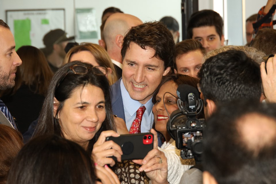 Prime Minister Justin Trudeau poses for a selfie during the celebration of Nowruz, the Persian new year, at the Aurora Armoury Saturday afternoon.  Greg King for NewmarketToday