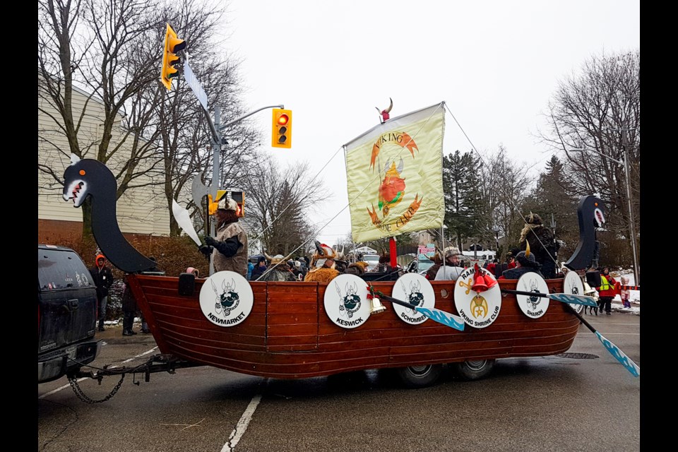 The Viking Shrine Club is the winner of the Mayor's Trophy for the best overall float in the 2018 Santa Claus parade. Supplied photo/Town of Newmarket