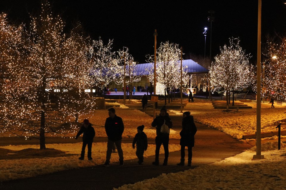 A walk through the lights at Riverwalk Commons.  Greg King for NewmarketToday