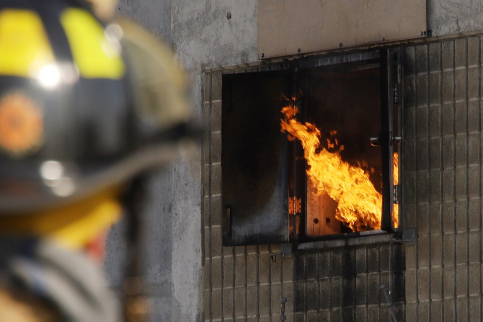 Central York Fire Service firefighters battle fires in simulated scenarios for training purposes at the fire and emergency services operations centre in Richmond Hill. Here's a glimpse of a kitchen fire.  Greg King for NewmarketToday