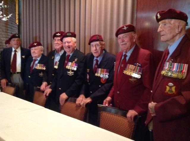 Second World War hero and longtime Newmarket resident Dennis Cutting (centre) fought in the Battle of Arnhem. Supplied photo/British Airborne Forces Association (Canada)