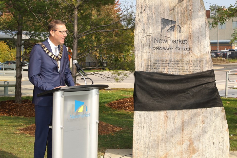 Newmarket Mayor John Taylor announces that Newmarket's Honorary Citizen for 2020 are all the frontline workers in town.  Greg King for NewmarketToday